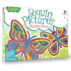ToyKraft: Sequin Craft Pictures - Butterflies | Gift for Girls Boys | Art and Craft for 3-5 Year olds | Toddler Toys Games