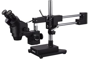 AmScope 3.5X-180X - Microscopio binoculare con zoom stereo con doppio braccio nero