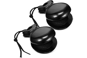 VICASKY 1 Pair Wooden Castanets, Black Spanish Castanets Finger Clap Education Clappers Percussion Instruments DIY Rhythm Musical Instrument for Kids Adults