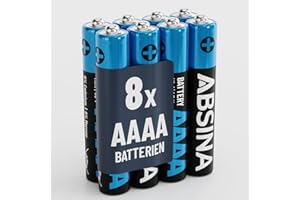 ABSINA 8 x baterie AAAA do Surface Pen, tabletu i wielu innych – bateria alkaliczna AAAA 1,5 V – mini baterie AAAA LR61 E96 – baterie AAAA, baterie AAAA 1,5 V, baterie AAAA, 4 A