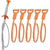 Amazon Basics Abflussverstopfungsentferner, enthält 5 Kunststoff- und 1 Edelstahl-Abflussspiralen, entfernt effektiv Haare un