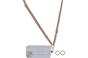 AHABIPERS Handykette Universal, PU Leder Handy Kette, Verstellbarer Crossbody Umhängeband, Riemen zum Umhängen Kompatibel mit iPhone/Samsung/Jedem Handy/Schlüssel/Handtasche/Tasche/Geldbörse - Beige