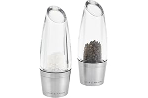 Cole & Mason H308898P Milston Salz und Pfeffermühle, 2er Set Manuell, Edelstahl / Acryl, 160mm, Precision+ Keramikmahlwerk, Geschenkset