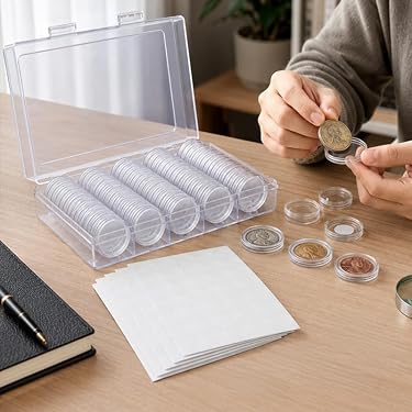 Caja Expositora De Monedas De Acrílico, 5 O 10 Recipientes Transparentes De 4 Cm, Protector Para Monedas Con Y Sin Almohadilla Interior