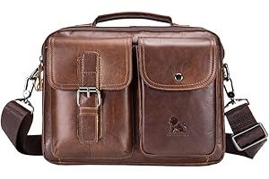 XIEBEN Bolso bandolera de cuero, paquete de hombro para hombres, viajes de negocios, senderismo al aire libre, camping, bandolera, maletín, cartera, bolsa para teléfono