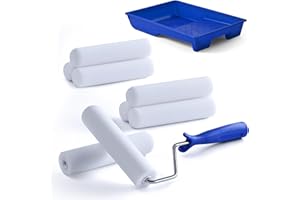 DOTTALL Lot de 8 Rouleaux de Peinture avec Bac à Peinture, Mini Petit Rouleau à Peinture avec Poignée en Mousse pour Peinture Mur （15cm)