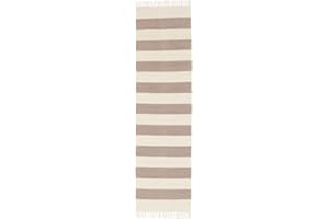 RugVista Cotton Stripe, Alfombra Kilim Moderna, Pelo Corto, 80 x 300 cm, Moqueta de Pasillo/Runner, Calidad cert. Care & Fair, Algodón, Pasillo, Dormitorio, Cocina, Salón, Despacho, Marrón