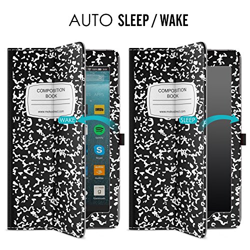 MoKo Hülle für All-New Amazon Fire 7 Tablet (7 Zoll – 7. Generation, 2017 Modell) – Kunstleder Ständer Schutzhülle Smart Cover mit Auto Sleep/Wake up Funktion, Stift-Schleife und Stanfunktion für das neue Fire 7 2017, Notizbuch Schwarz - 6