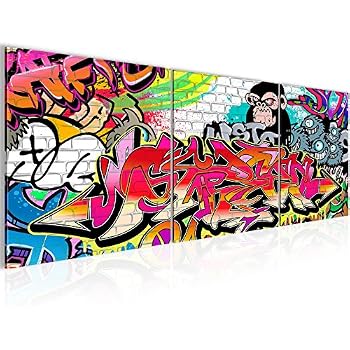 Affiche Street Art Graffiti Sur Toile - 100x70cm - Impression UV - Prête à Accrocher