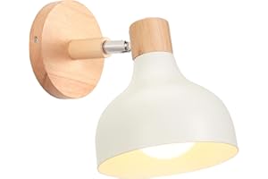 iDEGU Kinkiet do wnętrz w stylu retro 15 cm regulowana lampa ścienna drewniana metalowa E27 przemysłowa lampa punktowa LED lampa sufitowa w stylu vintage oświetlenie ścienne do salonu, sypialni,