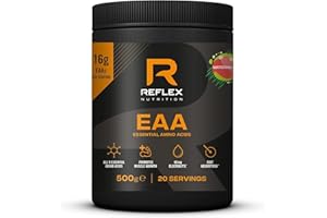 Reflex Nutrition EAA - Complete Essential Amino Acids - 16g EAAs with BCAAs, Vitamin B6, Electrolytes - Full Spectrum Amino Acids Powder for Muscle Growth & Recovery (Watermelon, 500g, 20 servings)