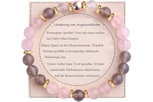 UEUC Heilstein-Perlenarmband für Frauen, Armband mit natürlichen Edelsteinen, Gleichgewichtsschutz, spirituelles Kristallperlenarmband zur Angstlinderung mit Bedeutungskarte
