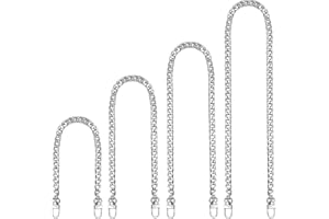 LIBERSHINE Purse Chain Straps, 4 Sizes Purse Replacement Flat Chains Strap, Adjustable Handbag Purse Strap with Metal Buckles for DIY Purse Handbag Shoulder Crossbody Bag(30cm/60cm/100cm/120cm)(Silver)