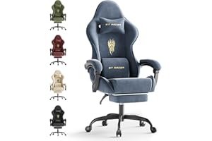 Ferghana Chaise Gaming Ergonomique Massage,Fauteuil Game en Tissu Velours,Gaming Chair avec Réglable Appui-tête,Coussin Lombaire,Repose-Pied,Chaise de Jeu,Chaise de Bureau PC pour Bureau de Jeu,Gris