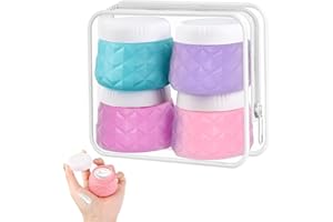 4 Pezzi Contenitori da Viaggio per Liquidi, ELEPRUC 30ml Bottiglie da Viaggio, kit Viaggio Aereo in silicone, kit Viaggio Liquidi con Bustina Trasparente