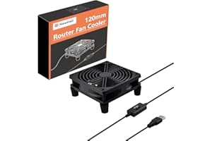 NewHail Leise 120mm Router Lüfter Ventilator mit 3 Einstellbare Geschwindigkeiten, DC 5V USB Powered Cooling Gehäuse Lüfter für Router Modem Receiver DVR TV Box Computer AV-Kabine