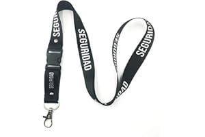 TARJA 73 Cuelgallaves de cuello unisex para personal de SEGURIDAD - Ideal para teléfono o tarjeta de identificación. Con llavero extraíble. Lanyard de estilo profesional.