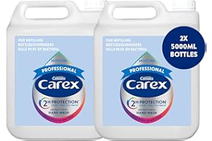 Carex 2 Hour Protection Antibacterial Professional Moisture Hand Wash Refills, Liquid Hand Soap Eco Refill for Homes & Businesses, With Vitamin E, Bulk Buy, Pack of 2 x 5 litres