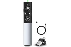‎COOGAMEFLY USB C Presenter, 2 in 1 USB und Typ-C-Empfänger Pointer für Präsentationen Wiederaufladbare mit Lautstärke Erhöhen Verringern und Hyperlink 2.4 GHz Wireless Powerpoint Presenter für Windows/PPT