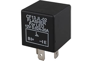 Futheda - Relé intermitente LED de velocidad ajustable para coche, 3 pines, 12 V, relé intermitente electrónico para fijar el indicador, luz LED compatible con coche CF13 JL-02 0,02 A-20 A