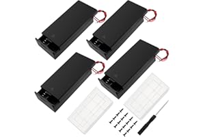 4 PCS 18650 Battery Holder, KUOQIY 2 x 3.7V Battery Holder Case with ON/Off Switch & Wire Leads & Cover, with 2 PCS Plastic Battery Storage Box & Screwdrivers & Screws