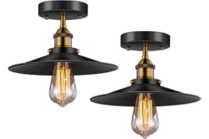 Licperron Vintage Ceiling Light, Edison Flush Mounted Retro Style E27 Industrial Ceiling Light Fixture 2 Pack Brand