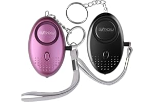 BXROIU Lot de 2 alarmes de Poche, Alarme personnelle Porte Cle de sécurité d'urgence de 140 décibels avec lumières LED, de la criminalité pour Les Enfants, Femmes et Personnes âgées (Ovale)