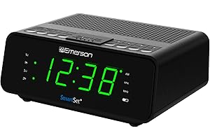 Emerson SmartSet Alarm Clock Radio with AM/FM Radio, Dimmer, Sleep Timer and .9" LED Display, CKS1900 (Black)