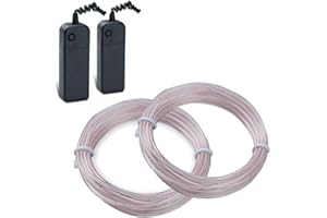 Sunboia EL Wire 2x5M Neon Lights Glowing Strobing Decor Light Flexible EL Rope Waterproof LED Strip with Battery Controller for Christmas Party Club Concert Festival Decorative(White)