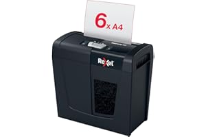 Rexel 2020122 Secure X6 - Destructeur de Documents Coupe Croisée Sécurité P4, Capacité 7-6 Feuilles (70-80 g/m²), Corbeille 10 litres Amovible