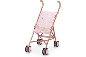 LullaBaby Baby Doll Stroller, Foldable Star-Print Toy Stroller, Accessory | Pink stroller with foam handles, double wheels, safety strap, fold-flat frame; fits most 14-inch dolls, Baby Doll; 2+ Years