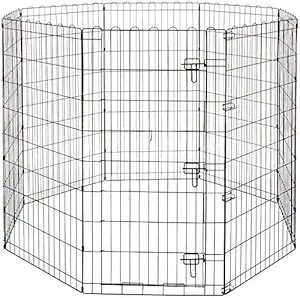 PSK PET MART Foldable Metal Pet Dog Exercise Fence Pen with Gate - 30 x 30 x Inches