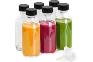 DIDITIME 6er 60ml Shot Flaschen zum Befüllen, Ingwer Shot Flaschen, Kleine Glasflaschen zum Befüllen, Ingwer Shot Gläser, Wellness Shots Geeignet für DIY-Ätherische Öle, Saft, Whiskey, Likör