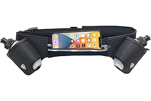 Wantalis Mixte D’hydratation avec 2 Gourdes 200 Ml + Poches Extensibles et Étanches pour Clés, Smartphon Ceinture d hydratation, Noir, Taille unique EU