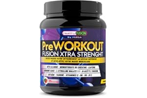 Healthy Fusion PreWorkout | Bêta-Alanine, L-Arginine AAKG, Créatine, Caféine et Taurine | Énergie Explosive, Force, Endurance et Récupération Optimisée | Sans effets secondaires | 300g Saveur Pastèque