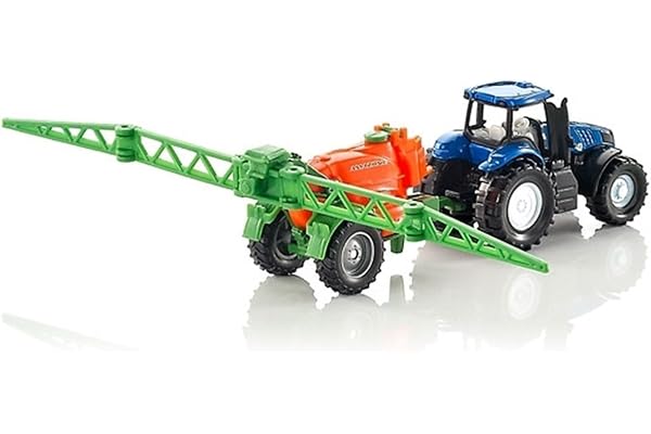 siku 1668 - Tracteur Avec Pulvérisateur Agricole, Métal/Plastique, Bleu/Orange, Portoir De Pulvérisation Mobile