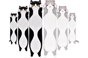 Aragallant Długa Poduszka Pluszowa Kot, Długi Kot Poduszka, Urocza Pluszowa Lalka, Poduszka Przytulanka, Urodzinowy Prezent Świąteczny dla Dzieci (Czarny, 90CM)