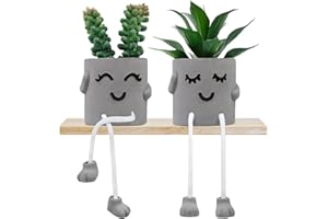 Woltoy 2 Piezas De Plantas Artificiales Decorativas, Plantas Plásticas De Macetas De Cemento, Forma De Patas Colgantes para Caras Sonrientes, para Baño De Sala De Estar De Oficina, Dormitorio