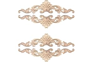 Sctmda Molduras Decorativas de Madera 4 Piezas Tallados en Madera Decorativo Apliques de Madera Tallada Sin Pintar Calcomanías de Madera Decorativas Madera Tallada Calcomanias Adornos Madera Muebles
