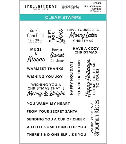 Spellbinders Set Di Timbri In Silicone 'Tinsel Time' – Frasi Di Natale, Fotopolimero USA, Per Scrapbooking E Card Making