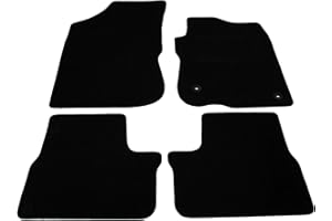 CLICK-CARMATS Fully Tailored Deluxe Car Mats to fit Peugeot 208 2012>2020-4 Piece - Black Carpet - Black Trim - Heavy Duty Heel Pad - 20-2635