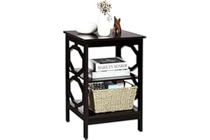 Costway Stolik nocny, 3 poziomy, stolik boczny, szafka nocna, stolik kawowy, do sypialni, salonu 40 x 40 x 61cm (w kształcie OO, brązowy)