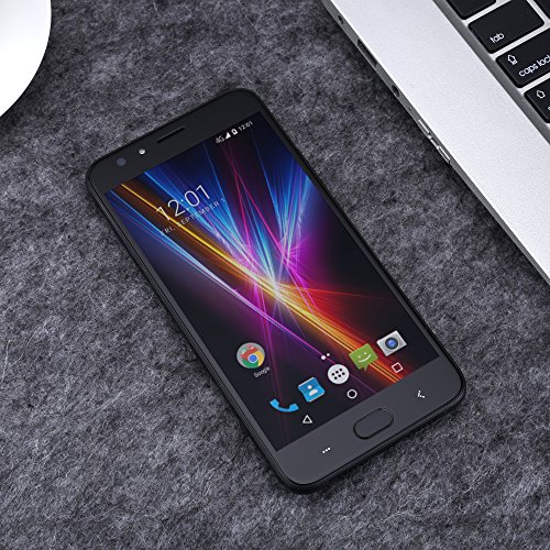 M-HORSE Power 2 4G 6000mAh Smartphone Ohne Vertrag 2GB RAM + 16GB ROM Rear Dual Kameras (8MP+2MP) / Frontkamera 5MP 5.5 Zoll HD IPS Bildschirm Dual SIM mit Frontblitz Fingerabdruck 5G Wifi - Schwarz mit goldenem Rahmen