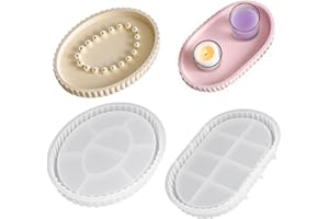 TRUKAFIE Stampi in silicone, 2 stampi in silicone, forma ovale con scanalature, stampo in silicone per versare per resina Art produzione vassoio decorativo fai da te