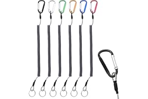 LAMXD Angeln Lanyard, 6 Stücke Spiral Schlüsselanhänger mit Karabiner, Einziehbarer Sicherheit Fishing Kunststoff Frühjahr Seil Anti-verlorene für Schlüssel, Zange, Fisch Tool