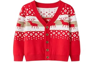 Jungerhouse Nouveauté Pull de Noël pour Enfants Filles Garçons Rennes de Noël Tricoté Pull Cardigans Chrismas Sweatshirt de Noël pour Enfants 2-7 Ans