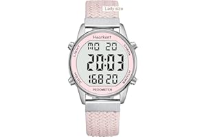 Hearkent Montre podomètre Femme, Bracelet en Nylon Souple, sans Application ni Charge nécessaires, avec comptage de Pas, de Calories, de Distance, Horloge et rétroéclairage d'écran