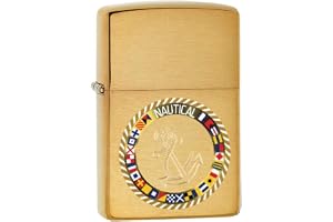 Zippo Stormtändare – sjöresor, ankare med rep, guld, borstad mässing finish – färgbild maskingravyr – påfyllningsbar – vindtä