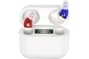 Kirdume Amplificador Auditivo | Sonido Mini para Personas Mayores Recargable | Voz Y Audio Personal para Personas Mayores Y Adultos Juego 2 con Caja Carga Portátil