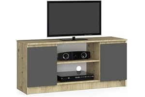 AKORD | Mobile per TV K 120 | Mobiletto Porta Televisione Soggiorno | un ripiano aperto | 2 Ripiani con Ante a Sinistra e a Destra | 55x120x40 cm | Peso 30kg | Rovere artigianale/grigio grafite